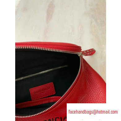 Balenciaga Logo Crossbody Bag with Canvas Strap Red