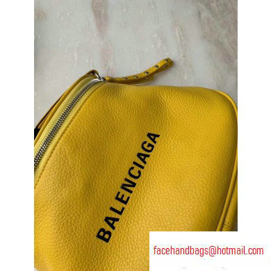 Balenciaga Logo Crossbody Bag with Canvas Strap Yellow