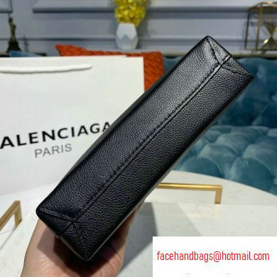 Balenciaga Logo Grained Calfskin Pouch Clutch Bag Black