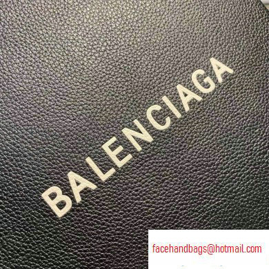 Balenciaga Logo Grained Calfskin Pouch Clutch Bag Black