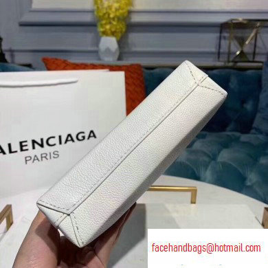 Balenciaga Logo Grained Calfskin Pouch Clutch Bag White