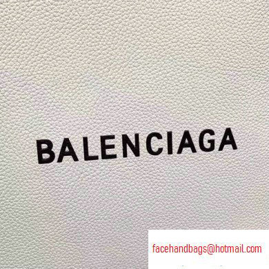 Balenciaga Logo Grained Calfskin Pouch Clutch Bag White