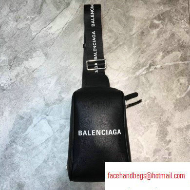 Balenciaga Logo Leather Shoulder Chest Bag Black