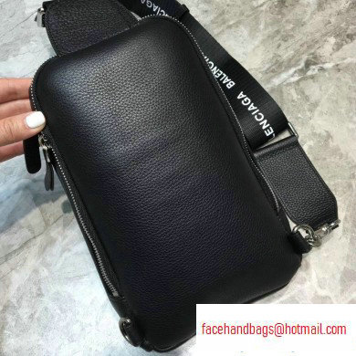 Balenciaga Logo Leather Shoulder Chest Bag Black