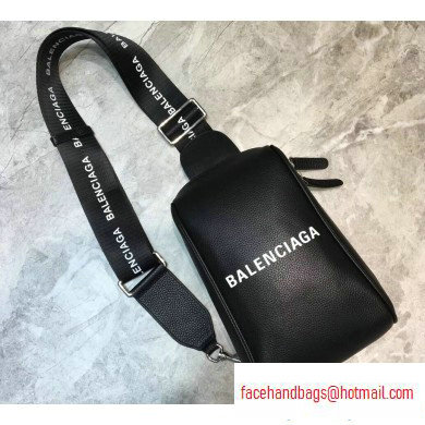 Balenciaga Logo Leather Shoulder Chest Bag Black