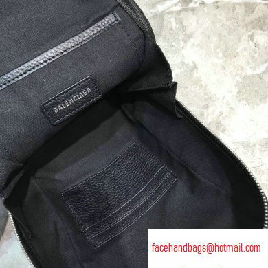 Balenciaga Logo Leather Shoulder Chest Bag Black