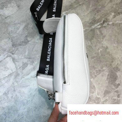 Balenciaga Logo Leather Shoulder Chest Bag White