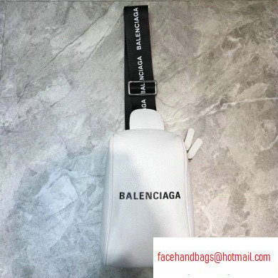 Balenciaga Logo Leather Shoulder Chest Bag White