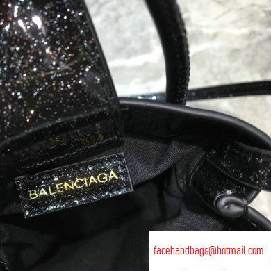 Balenciaga North-South Mini Shopping Phone Holder Bag in Patent Calfskin Black