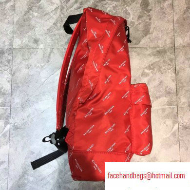 Balenciaga Nylon Explorer Large Backpack Bag All Over Logo Red