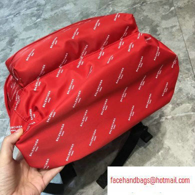 Balenciaga Nylon Explorer Large Backpack Bag All Over Logo Red