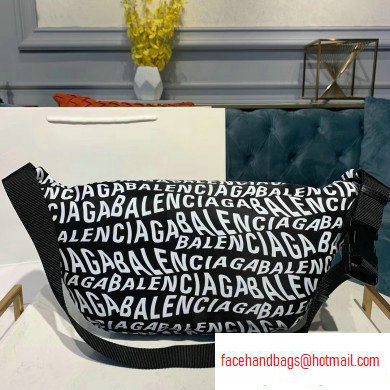 Balenciaga Wheel Logo Nylon Belt Pack Bag All Over Logo Black/White