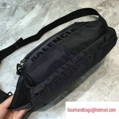 Balenciaga Wheel Logo Nylon Belt Pack Bag Black