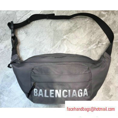 Balenciaga Wheel Logo Nylon Belt Pack Bag Gray