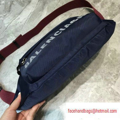 Balenciaga Wheel Logo Nylon Belt Pack Bag Navy Blue