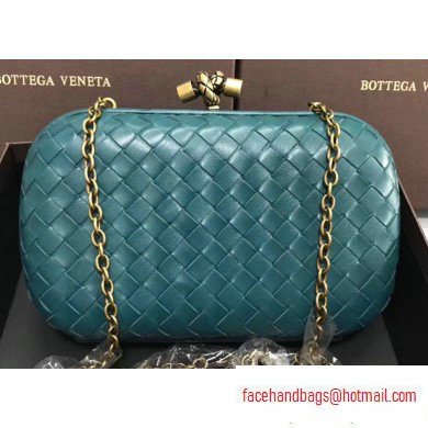 Bottega Veneta Intrecciato Bronze Chain Knot Clutch Bag Green