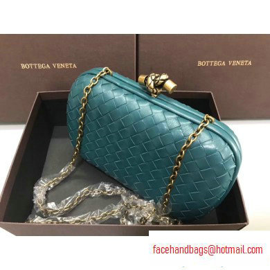 Bottega Veneta Intrecciato Bronze Chain Knot Clutch Bag Green