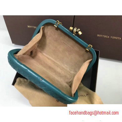 Bottega Veneta Intrecciato Bronze Chain Knot Clutch Bag Green