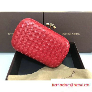 Bottega Veneta Intrecciato Bronze Chain Knot Clutch Bag Red