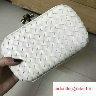 Bottega Veneta Intrecciato Chain Knot Clutch White/BRONZE CHAIN 2019