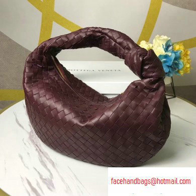 Bottega Veneta Knotted Handle Medium BV Jodie Hobo Bag in Woven Leather Burgundy 2020