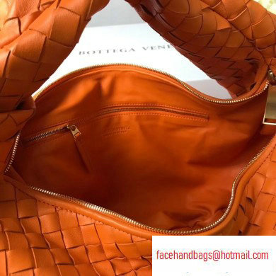 Bottega Veneta Knotted Handle Medium BV Jodie Hobo Bag in Woven Leather Orange 2020