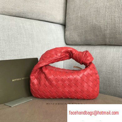 Bottega Veneta Rounded Mini BV Jodie Hobo Bag in Woven Leather Red 2020