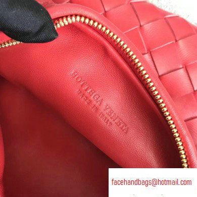 Bottega Veneta Rounded Mini BV Jodie Hobo Bag in Woven Leather Red 2020