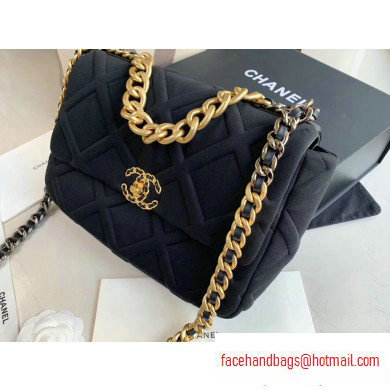 Chanel 19 Large Jersey Flap Bag AS1161 Black 2020