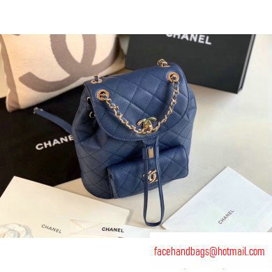 Chanel Caviar Leather Vintage Duma Backpack Bag AS1371 Navy Blue 2020