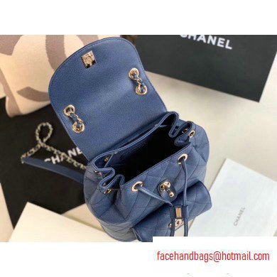 Chanel Caviar Leather Vintage Duma Backpack Bag AS1371 Navy Blue 2020