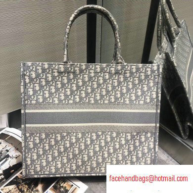 Dior Book Tote Bag Gray in Oblique Embroidery 2020