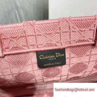 Dior Book Tote Bag in Embroidered Canvas Cannage Pink 2020