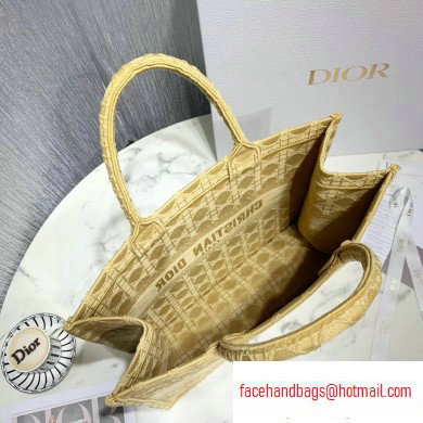 Dior Book Tote Bag in Embroidered Canvas Cannage Yellow 2020