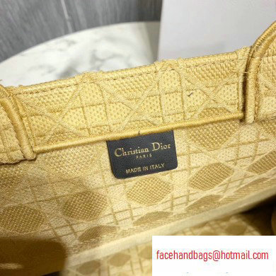 Dior Book Tote Bag in Embroidered Canvas Cannage Yellow 2020