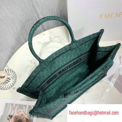 Dior Book Tote Bag in Embroidered Canvas Denim Oblique Green