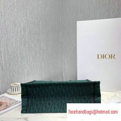 Dior Book Tote Bag in Embroidered Canvas Denim Oblique Green