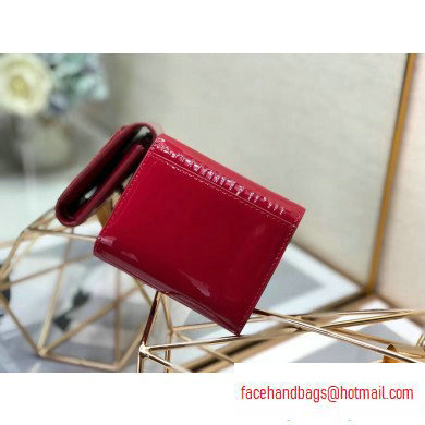 Dior Medium 30 Montaigne Patent Calfskin Lotus Wallet Red 2020