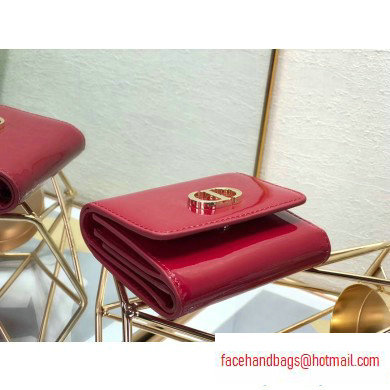 Dior Medium 30 Montaigne Patent Calfskin Lotus Wallet Red 2020