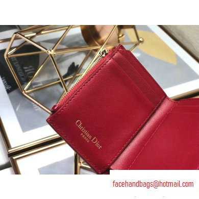 Dior Medium 30 Montaigne Patent Calfskin Lotus Wallet Red 2020