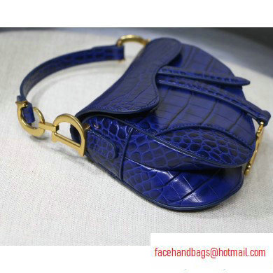 Dior Mini Saddle Bag in Croco Pattern Blue