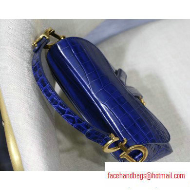 Dior Mini Saddle Bag in Croco Pattern Blue