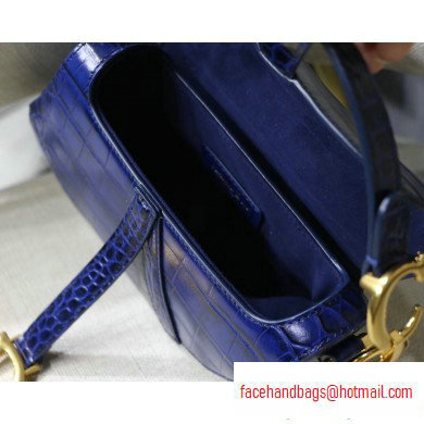 Dior Mini Saddle Bag in Croco Pattern Blue