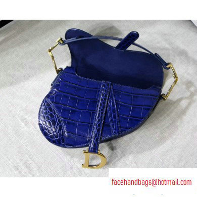 Dior Mini Saddle Bag in Croco Pattern Blue