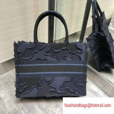 Dior Small Book Tote Bag in Camouflage Embroidered Canvas Blue 2020