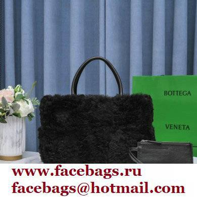 Bottega Veneta Intrecciato Shearling Arco Tote Bag Black 2021