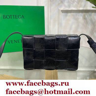 Bottega Veneta Intreccio Cassette Cross-body Bag Textured Leather Black 2021