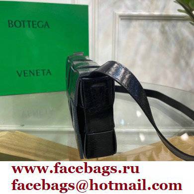 Bottega Veneta Intreccio Cassette Cross-body Bag Textured Leather Black 2021