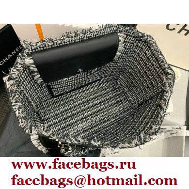 Chanel Calfskin/Tweed Shopping Tote Bag AS8485 Black 2021