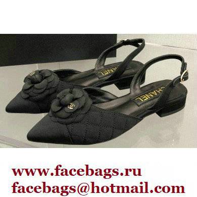 Chanel Camellia Slingbacks G38362 Grosgrain Black 2021